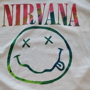 NIRVANA White Tee with Iconic Smiley Size Small Medium